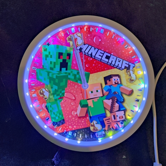 Mine craft clock with led light and free personalization - Picture 5 of 14